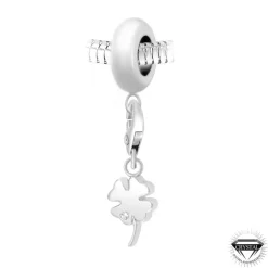 Charm perle trèfle orné de cristaux Swarovski par SC Crystal Paris® BEA0044+CH0208-argent