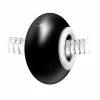 Charm perle verre nacré noir et acier par SC Crystal