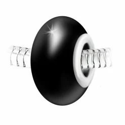 Charm perle verre nacré noir et acier par SC Crystal