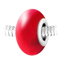 Charm perle verre rouge et acier par SC Crystal BEA0001