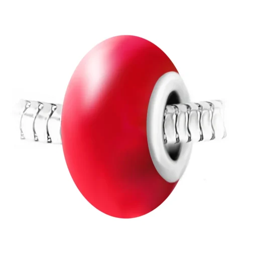 Charm perle verre rouge et acier par SC Crystal BEA0001