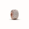 Charm Triple Rang Pavé Scintillant - Pandora Moments Doré Rose