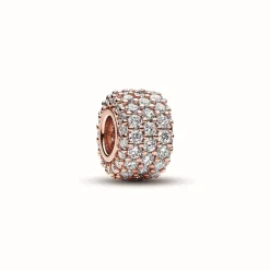 Charm Triple Rang Pavé Scintillant - Pandora Moments Doré Rose
