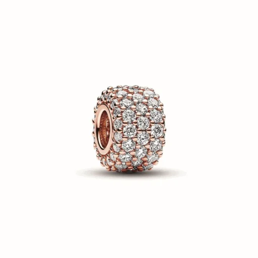 Charm Triple Rang Pavé Scintillant - Pandora Moments Doré Rose