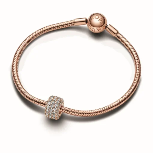 Charm Triple Rang Pavé Scintillant - Pandora Moments Doré Rose