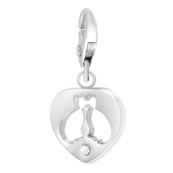 Charms Et Perles So Charm - CH0462-ARGENT - Charm Coeur Chat