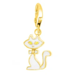 Charms Et Perles So Charm - CH0151-DORE - Charm Chat Blanc