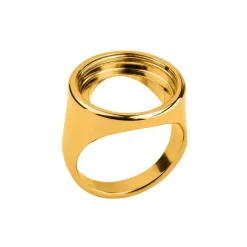 Chevalière Les Georgettes 703173919000 - Chevalière Acier Or Largeur 16 mm