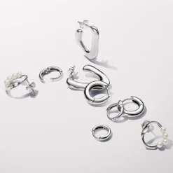 Clous d’Oreilles Cercle Organique Argent et Perles de Culture