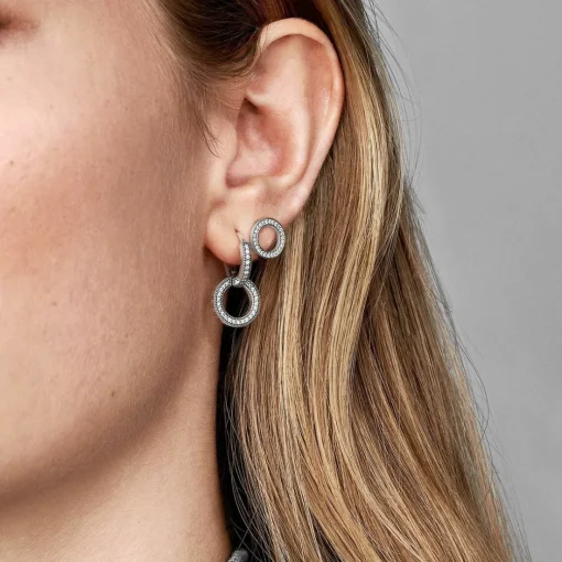 Clous d'Oreilles Cercles Scintillants Pandora Signature Argent 925/1000ᵉ