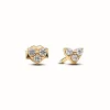 Clous d’Oreilles Cœur Trois Pierres - Pandora Timeless Doré