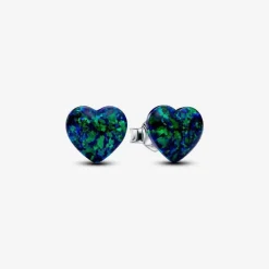 Clous d’Oreilles Cœur Vert Opalescent