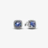 Clous d’Oreilles Halo Bleu Carré Scintillant
