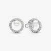 Clous d’Oreilles Halo Pavé et Perle de Culture