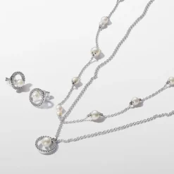 Clous d’Oreilles Halo Pavé et Perle de Culture
