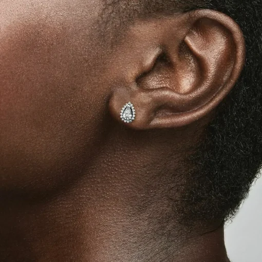 Clous d’Oreilles Halo Poire Scintillant