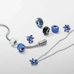 Clous d'Oreilles Herbier Scintillant Bleu