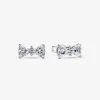 Clous d’Oreilles Nœud Scintillant Argent