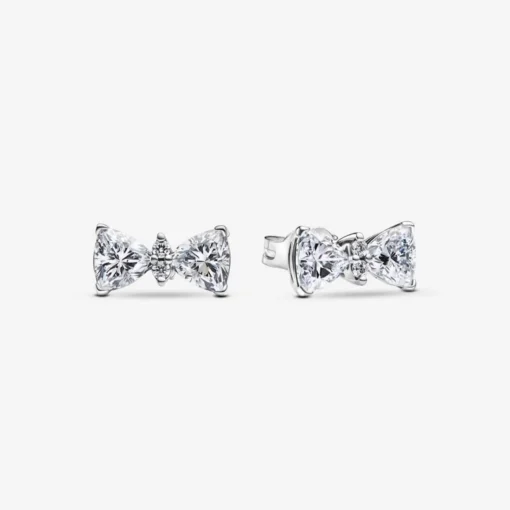 Clous d’Oreilles Nœud Scintillant Argent