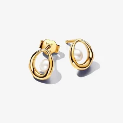 Clous d’Oreilles Ovale Organique et Perle de Culture
