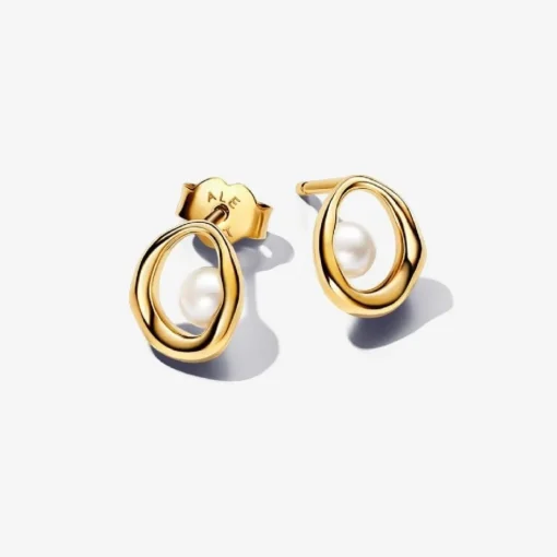 Clous d’Oreilles Ovale Organique et Perle de Culture