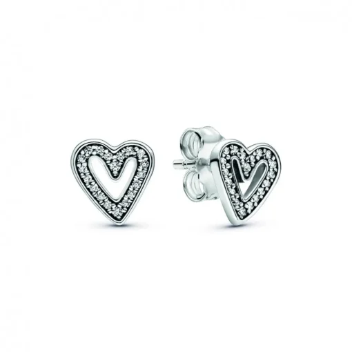 Clous d'Oreilles Pandora Moments Esquisse de Cœurs Scintillants