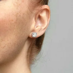 Clous d'Oreilles Pandora Signature Halo Scintillant Carrés