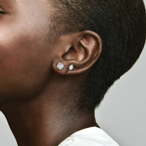 Clous d'Oreilles Pandora Signature Halo Scintillant Carrés