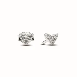 Clous d’Oreilles Pandora Timeless - Cœur Trois Pierres en Argent 925/1000