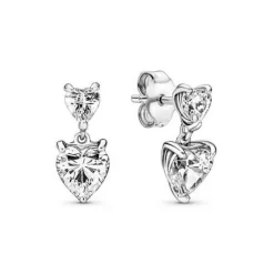 Clous d’Oreilles Pandora Timeless - Double Cœur Scintillant