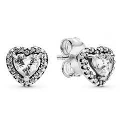 Clous d'Oreilles Pandora Timeless Cœurs Surélevés