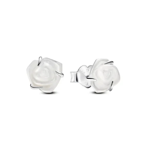 Clous d’Oreilles Rose Épanouie Blanche