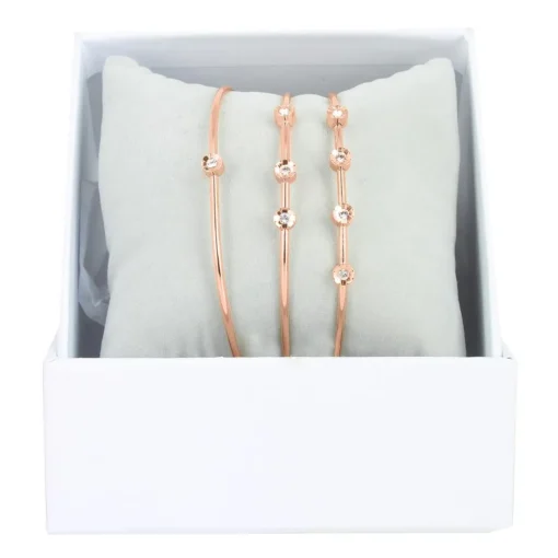 Coffret Les Interchangeables A58669 - 3 Joncs Sertis Fleurs Doré Rose Femme