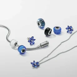 Collier avec Pendentif Herbier Scintillant Bleu