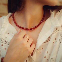 Collier Blima en pierres Agate rouge