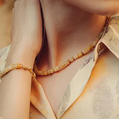 Collier Blima en pierres Jade jaune