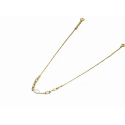 Collier Charme Acier Doré Perle D'Eau Douce Et Chaine