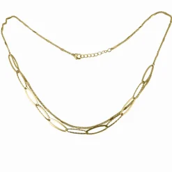 Collier Charme Acier Doré Multi Chaines 42+3 cm