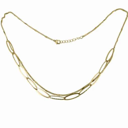 Collier Charme Acier Doré Multi Chaines 42+3 cm
