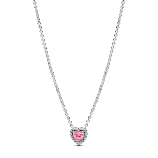 Collier Cœur Surélevé Rose