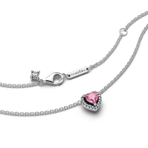 Collier Cœur Surélevé Rose