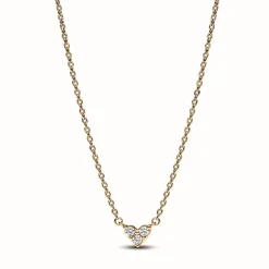 Collier Cœur Trois Pierres - Pandora Timeless Doré