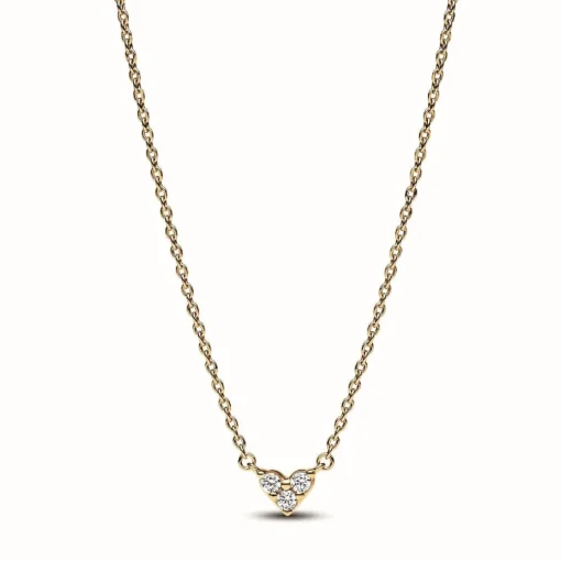 Collier Cœur Trois Pierres - Pandora Timeless Doré