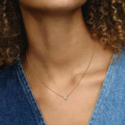 Collier Cœur Trois Pierres - Pandora Timeless Doré