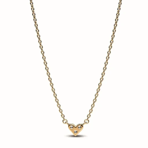 Collier Cœur Trois Pierres - Pandora Timeless Doré