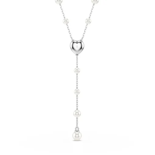 Collier en Y Ariana Grande x Swarovski, Tailles variées, Cœur, Blanc, Métal rhodié