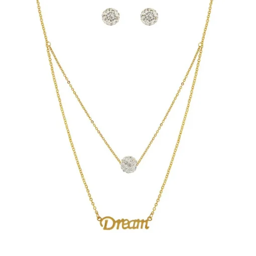 Collier et pendentif Femme Edforce 165-0151-S - Acier Doré