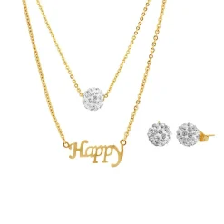 Collier et pendentif Femme Edforce 165-0157-S - Acier Doré