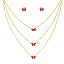 Collier et pendentif Femme Edforce 226-0046-S - Acier Doré