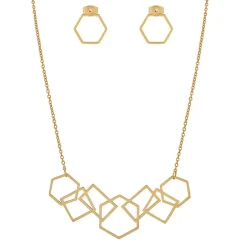 Collier et pendentif Femme Edforce 376-0011-S - Acier Doré